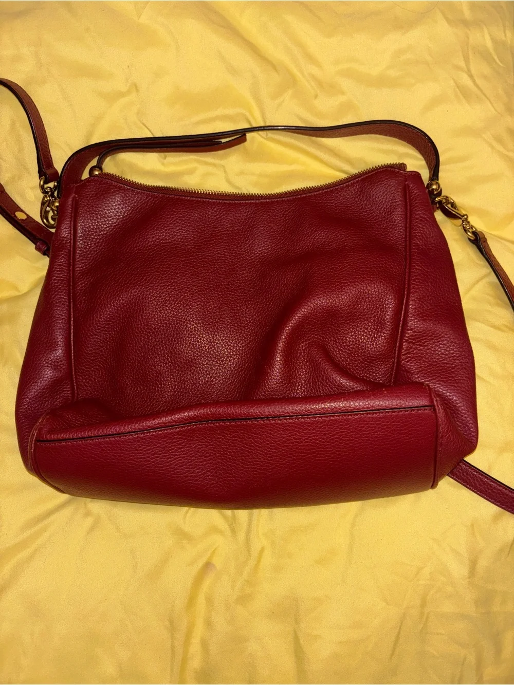 kate spade Pebbled Leather Crossbody in Burgundy Red with Gold Hardware